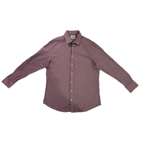 Charles Tyrwhitt Shirt Men's Large Slim Fit Maroon Button Up Collared Classic - Picture 2 of 14